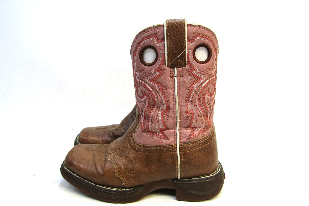 Durango Little Kids Youth Size 11.5 M Pink Brown Buckaroo Leather Cowboy Boots
